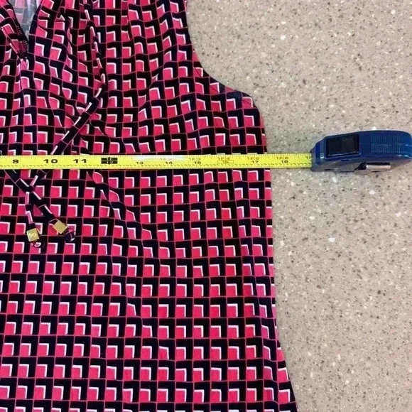 Michael Kors Blouse Women's Coral/Black Sleeveless Tank Top Shirt Medium Career - Picture 3 of 7